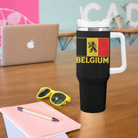 Vintage Belgium Soccer Flag with Lion Graphic Tumbler With Handle Belgian Football Pride Gift for Fans