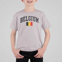 Vintage Belgium T Shirt For Kid Belgian Soccer Football Pride Gift for Fans