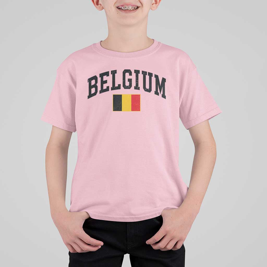 Vintage Belgium T Shirt For Kid Belgian Soccer Football Pride Gift for Fans