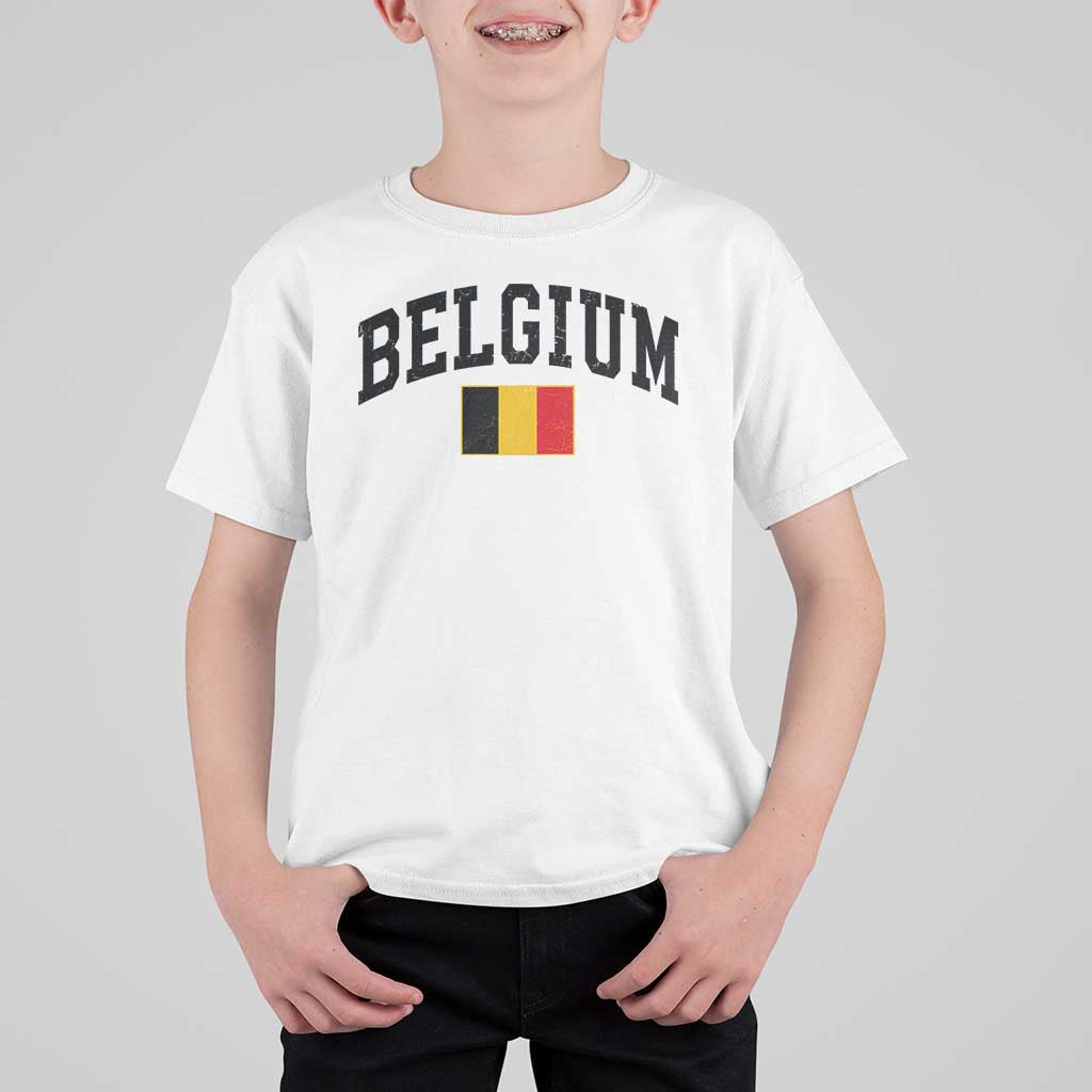 Vintage Belgium T Shirt For Kid Belgian Soccer Football Pride Gift for Fans