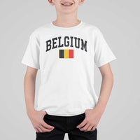 Vintage Belgium T Shirt For Kid Belgian Soccer Football Pride Gift for Fans