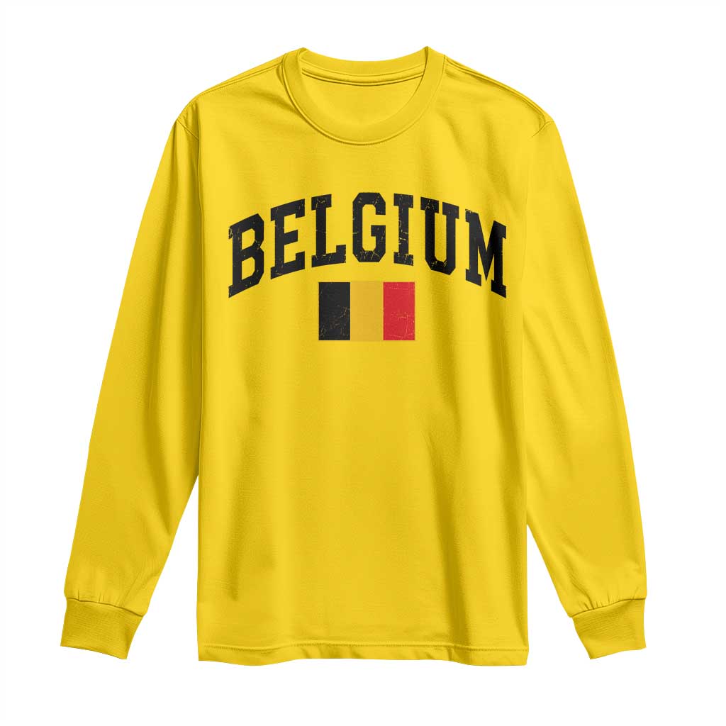 Vintage Belgium Long Sleeve Shirt Belgian Soccer Football Pride Gift for Fans