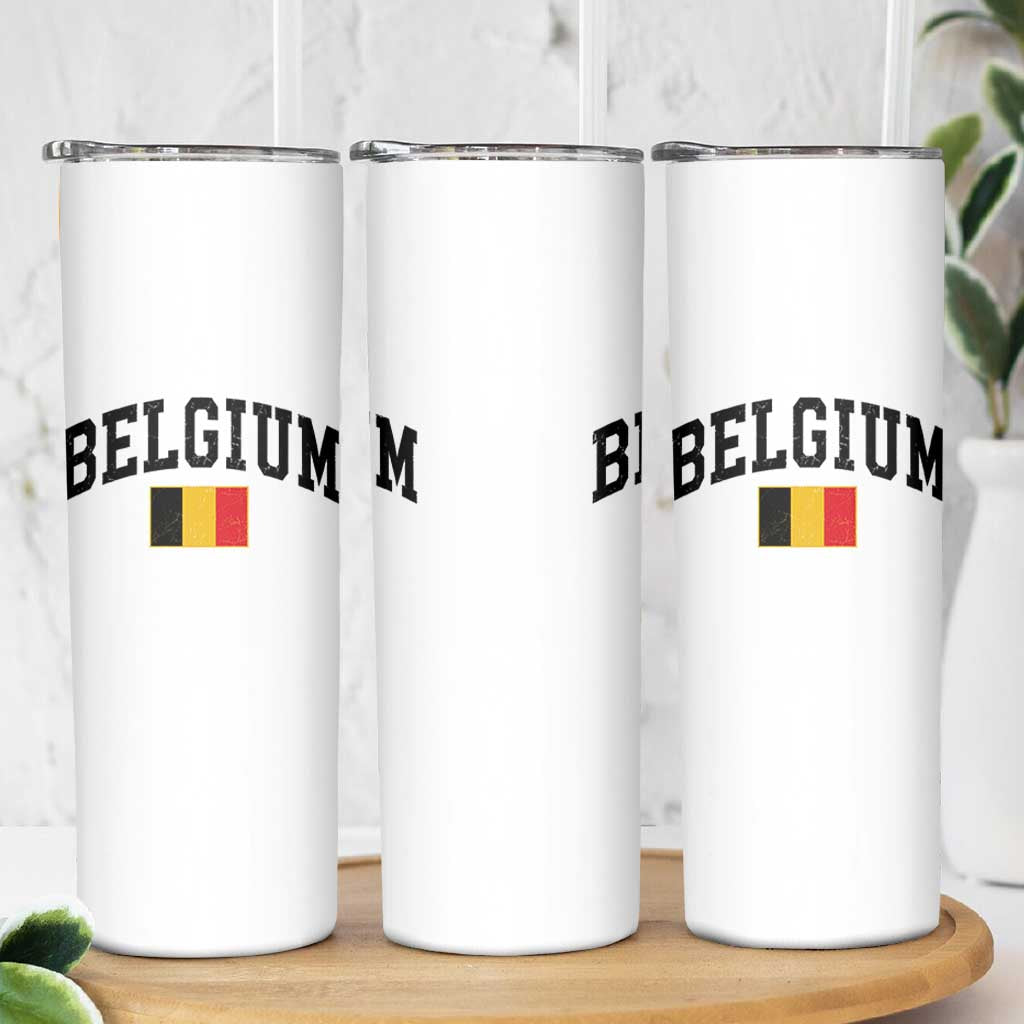 Vintage Belgium Skinny Tumbler Belgian Soccer Football Pride Gift for Fans
