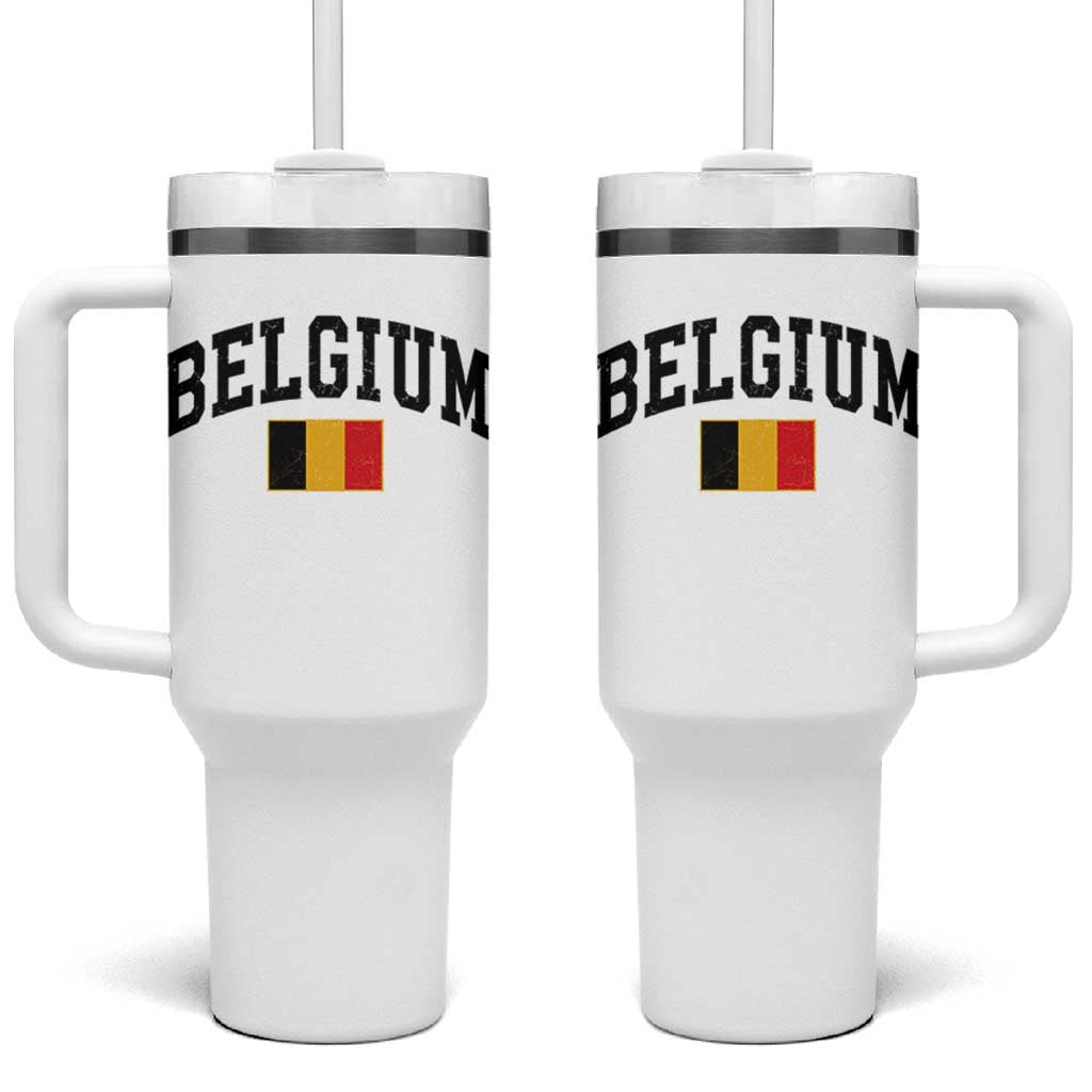 Vintage Belgium Tumbler With Handle Belgian Soccer Football Pride Gift for Fans