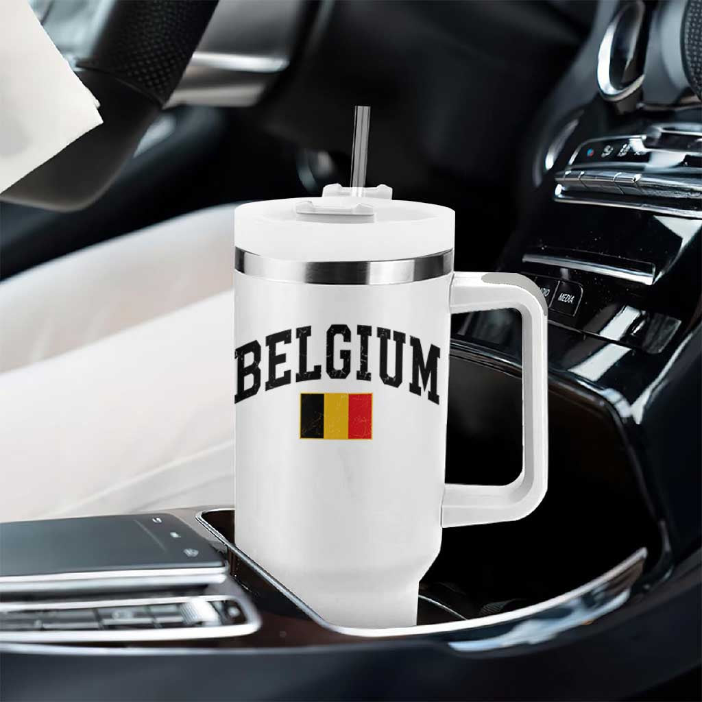 Vintage Belgium Tumbler With Handle Belgian Soccer Football Pride Gift for Fans