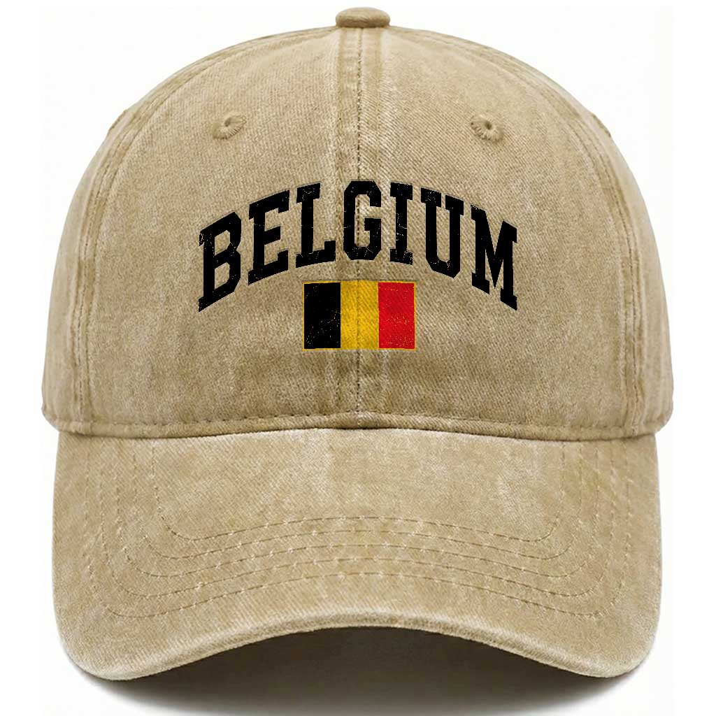 Vintage Belgium Washed Cotton Baseball Cap Belgian Soccer Football Pride Gift for Fans