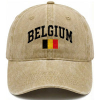 Vintage Belgium Washed Cotton Baseball Cap Belgian Soccer Football Pride Gift for Fans