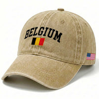 Vintage Belgium Washed Cotton Baseball Cap Belgian Soccer Football Pride Gift for Fans