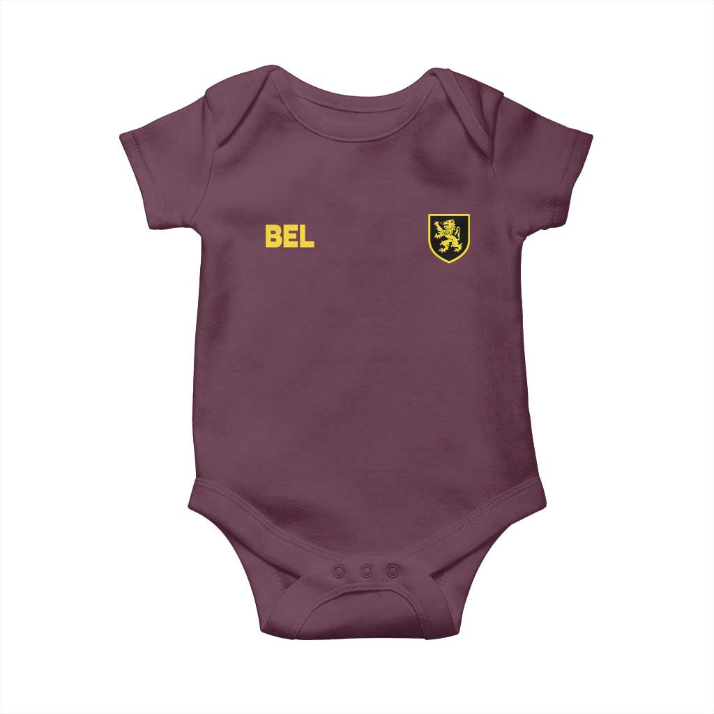 Vintage Belgium Baby Onesie Belgian Football Pride Belgium Lion Crest Soccer Graphic