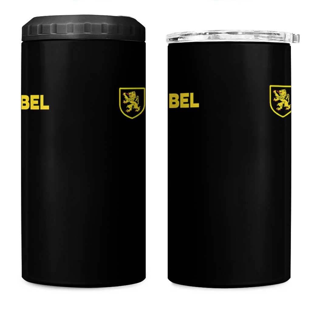 Vintage Belgium 4 in 1 Can Cooler Tumbler Belgian Football Pride Belgium Lion Crest Soccer Graphic