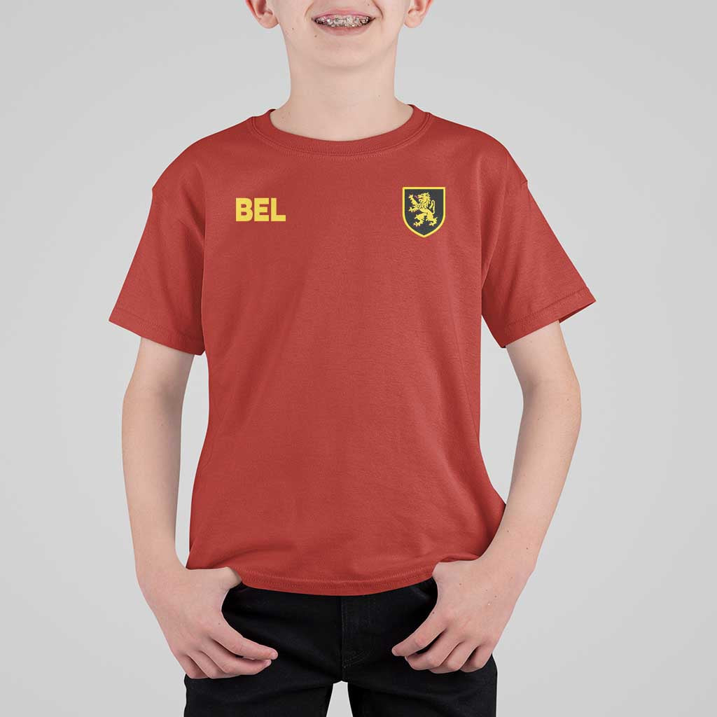 Vintage Belgium T Shirt For Kid Belgian Football Pride Belgium Lion Crest Soccer Graphic