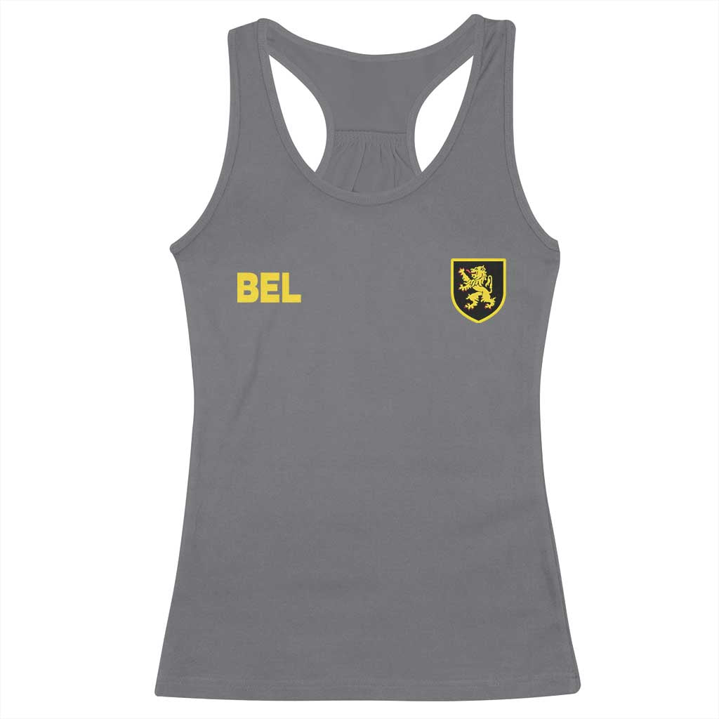 Vintage Belgium Racerback Tank Top Belgian Football Pride Belgium Lion Crest Soccer Graphic