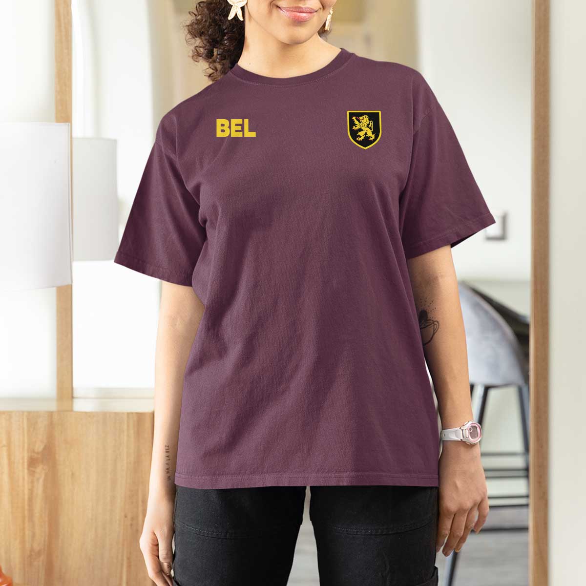 Vintage Belgium T Shirt For Women Belgian Football Pride Belgium Lion Crest Soccer Graphic