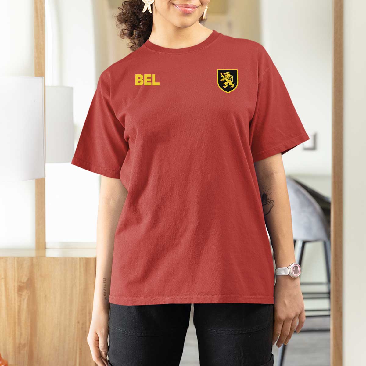 Vintage Belgium T Shirt For Women Belgian Football Pride Belgium Lion Crest Soccer Graphic