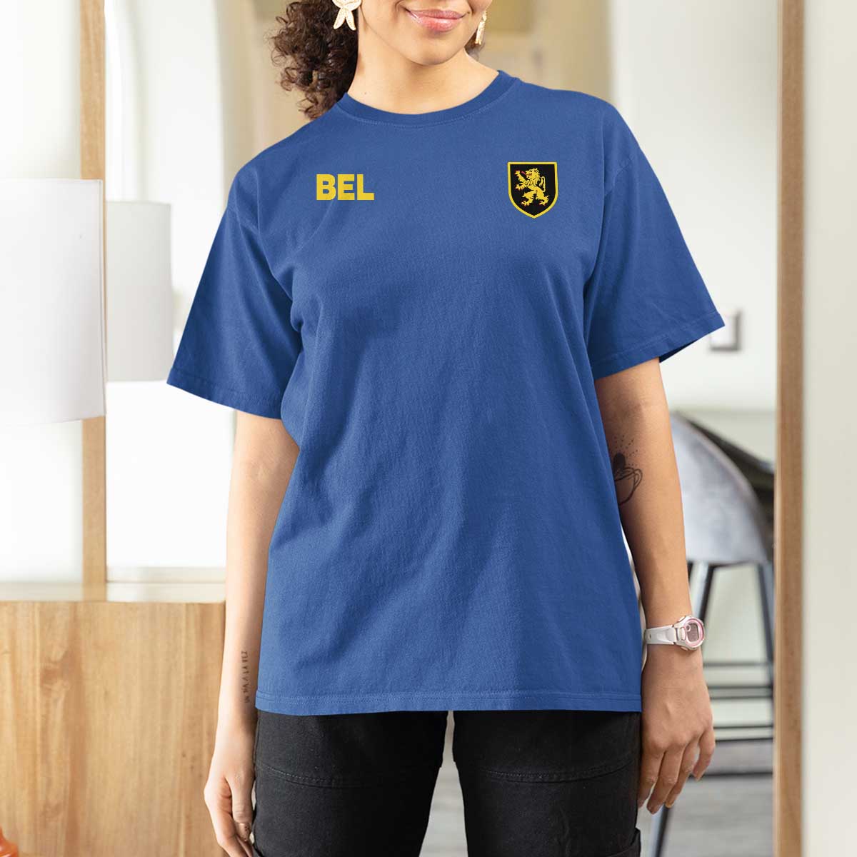 Vintage Belgium T Shirt For Women Belgian Football Pride Belgium Lion Crest Soccer Graphic