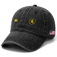 Vintage Belgium Washed Cotton Baseball Cap Belgian Football Pride Belgium Lion Crest Soccer Graphic