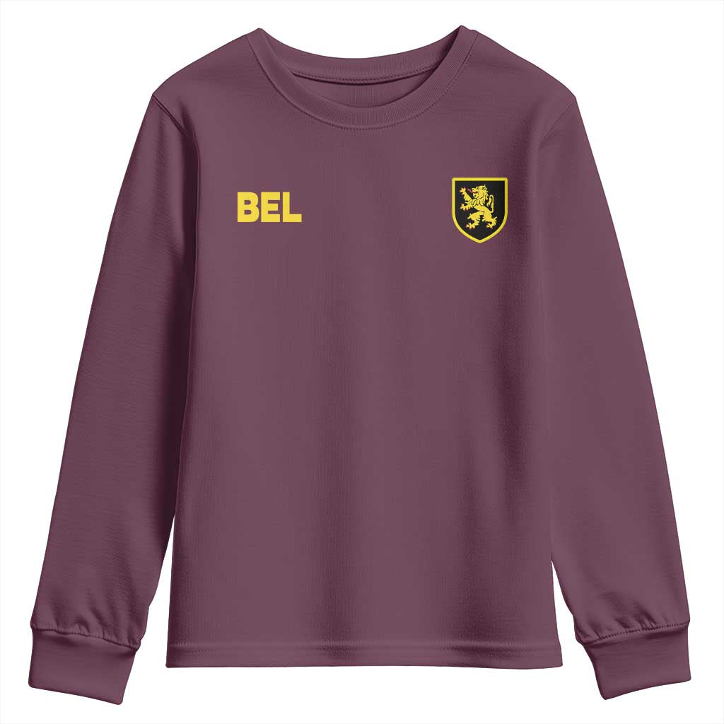 Vintage Belgium Youth Sweatshirt Belgian Football Pride Belgium Lion Crest Soccer Graphic
