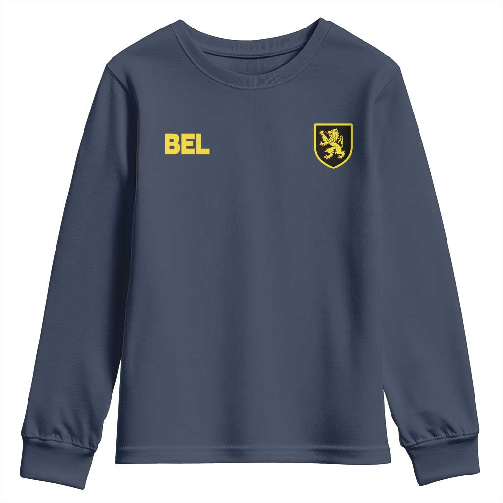 Vintage Belgium Youth Sweatshirt Belgian Football Pride Belgium Lion Crest Soccer Graphic