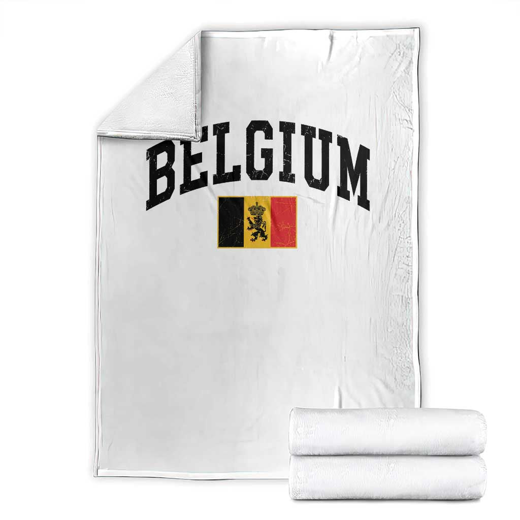 Vintage Belgium Throw Blanket Lion Royal Flag Graphic Belgian Soccer Football Pride Gift for Fans