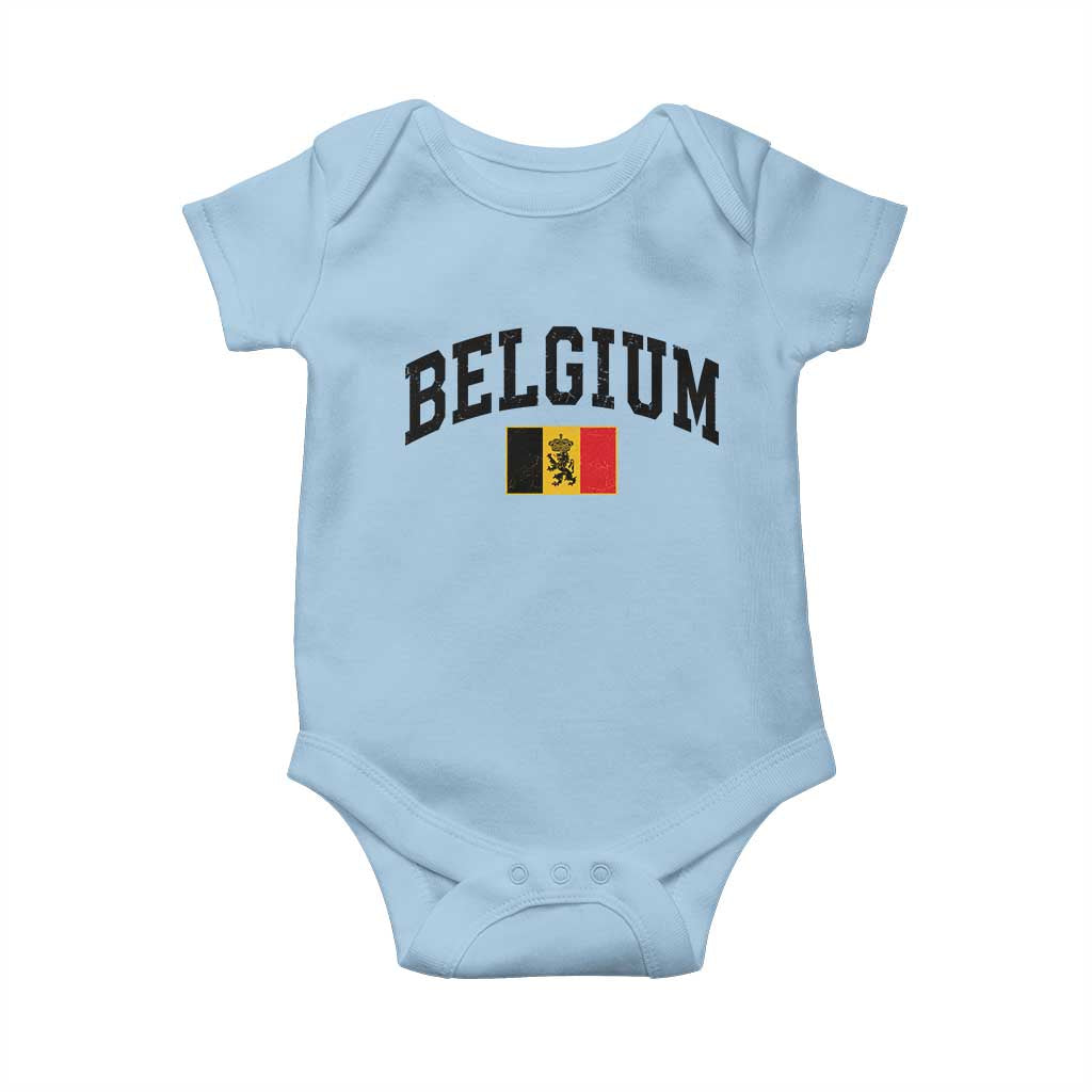 Vintage Belgium Baby Onesie Lion Royal Flag Graphic Belgian Soccer Football Pride Gift for Fans