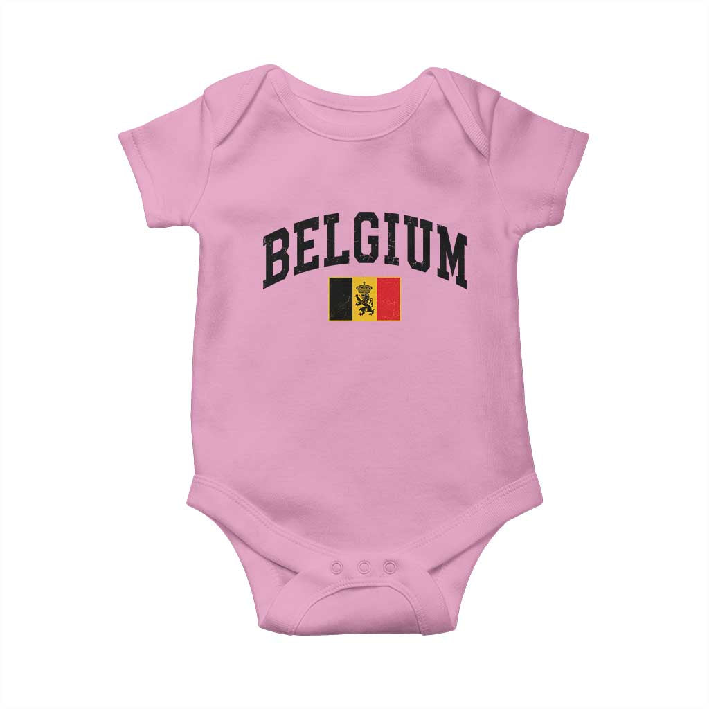 Vintage Belgium Baby Onesie Lion Royal Flag Graphic Belgian Soccer Football Pride Gift for Fans