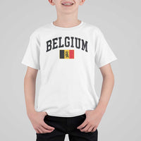 Vintage Belgium T Shirt For Kid Lion Royal Flag Graphic Belgian Soccer Football Pride Gift for Fans