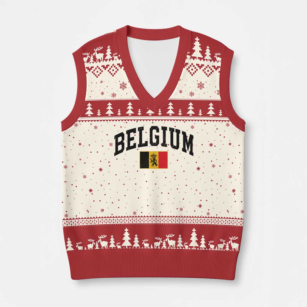 Vintage Belgium V-Neck Knit Sweater Vest Lion Royal Flag Graphic Belgian Soccer Football Pride Gift for Fans