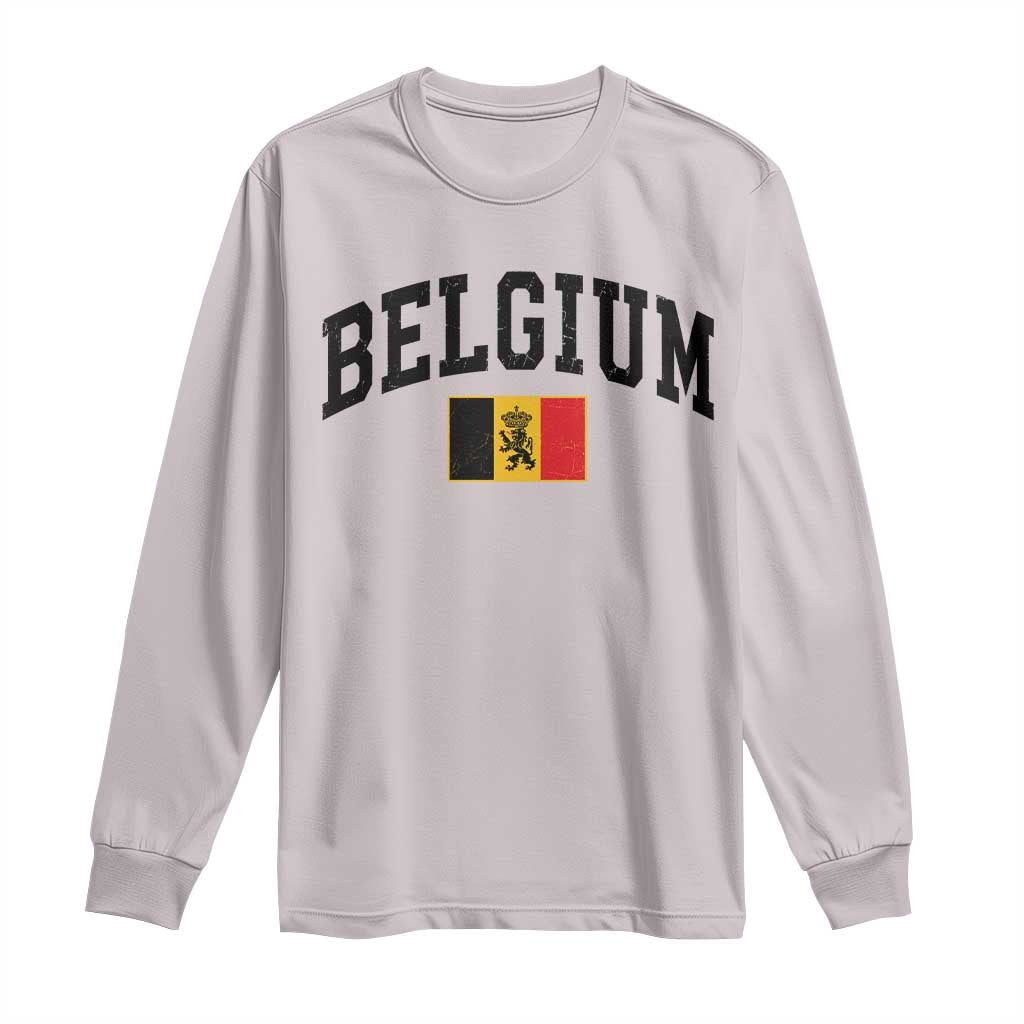 Vintage Belgium Long Sleeve Shirt Lion Royal Flag Graphic Belgian Soccer Football Pride Gift for Fans