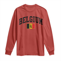 Vintage Belgium Long Sleeve Shirt Lion Royal Flag Graphic Belgian Soccer Football Pride Gift for Fans