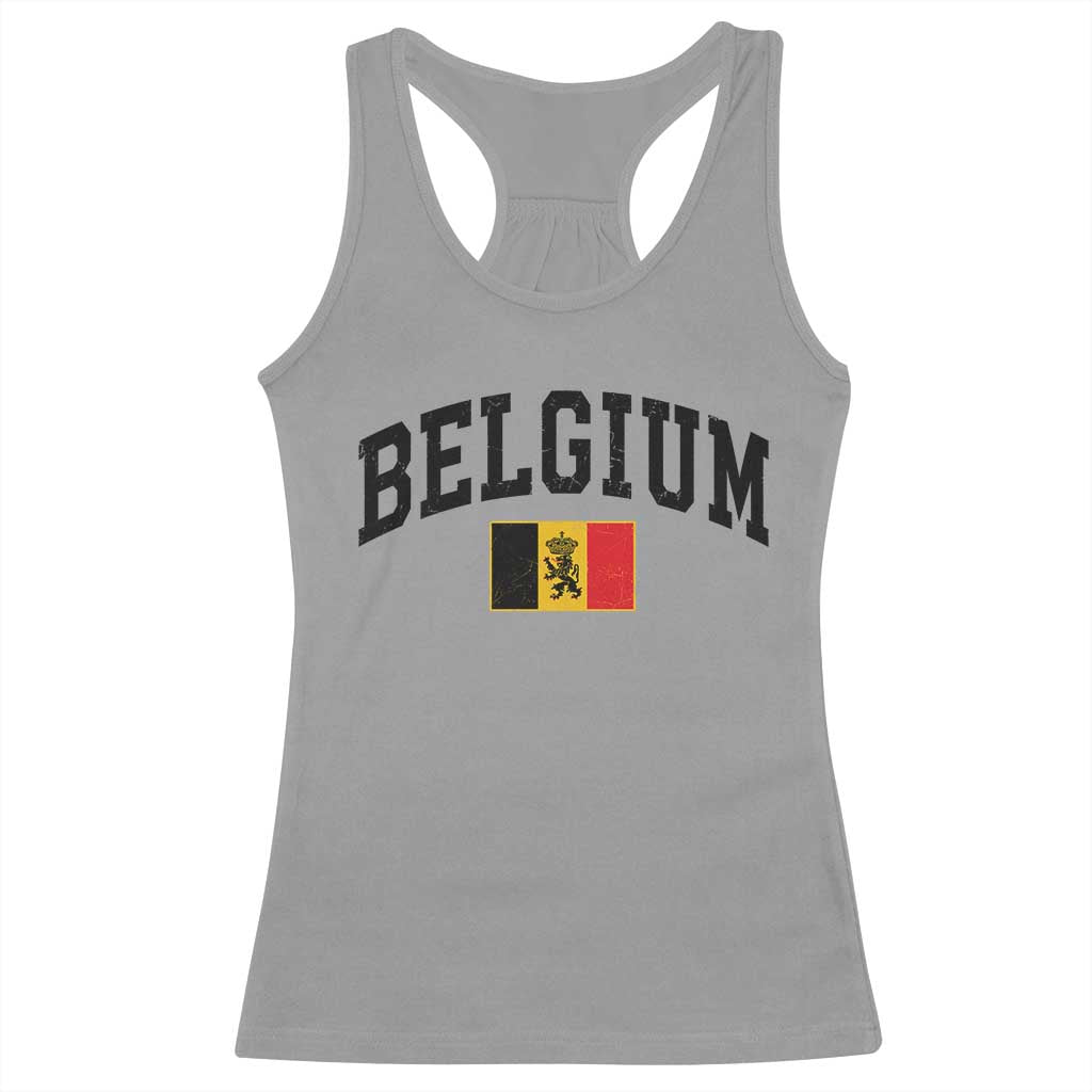 Vintage Belgium Racerback Tank Top Lion Royal Flag Graphic Belgian Soccer Football Pride Gift for Fans