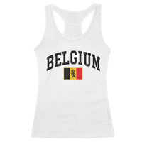 Vintage Belgium Racerback Tank Top Lion Royal Flag Graphic Belgian Soccer Football Pride Gift for Fans
