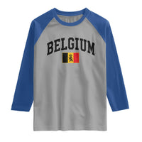 Vintage Belgium Raglan Shirt Lion Royal Flag Graphic Belgian Soccer Football Pride Gift for Fans