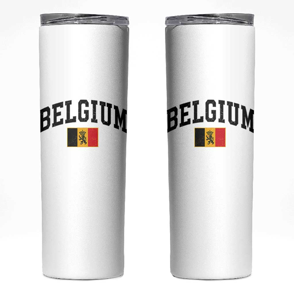 Vintage Belgium Skinny Tumbler Lion Royal Flag Graphic Belgian Soccer Football Pride Gift for Fans