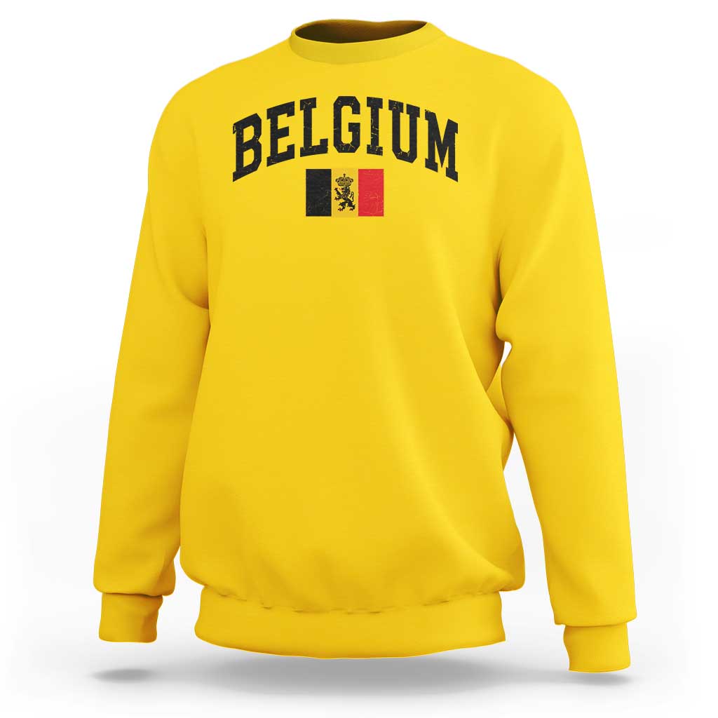Vintage Belgium Sweatshirt Lion Royal Flag Graphic Belgian Soccer Football Pride Gift for Fans