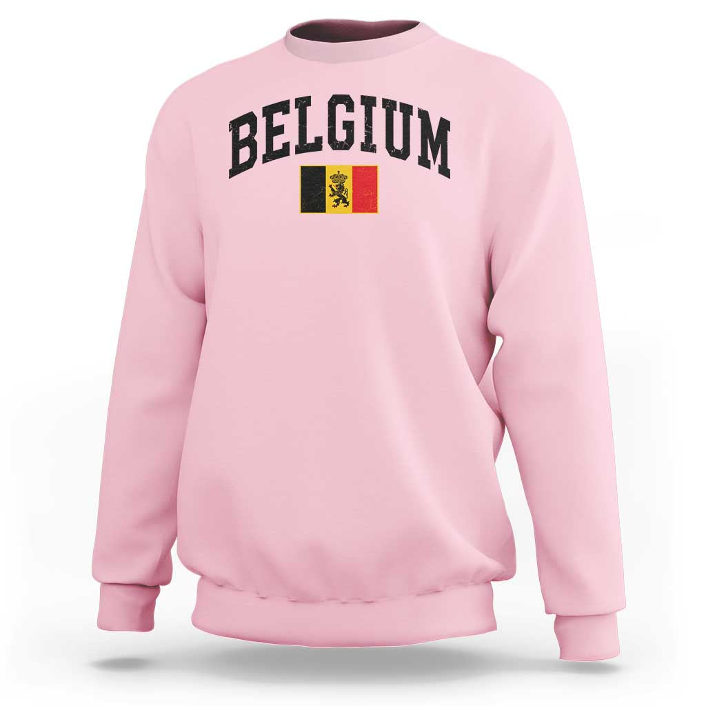 Vintage Belgium Sweatshirt Lion Royal Flag Graphic Belgian Soccer Football Pride Gift for Fans