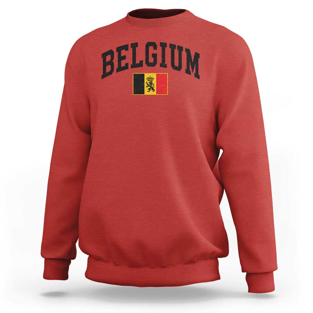 Vintage Belgium Sweatshirt Lion Royal Flag Graphic Belgian Soccer Football Pride Gift for Fans