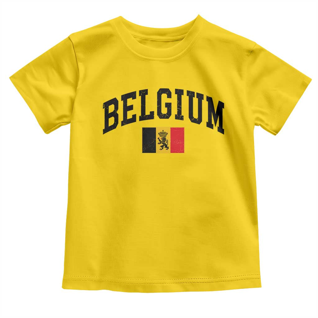 Vintage Belgium Toddler T Shirt Lion Royal Flag Graphic Belgian Soccer Football Pride Gift for Fans
