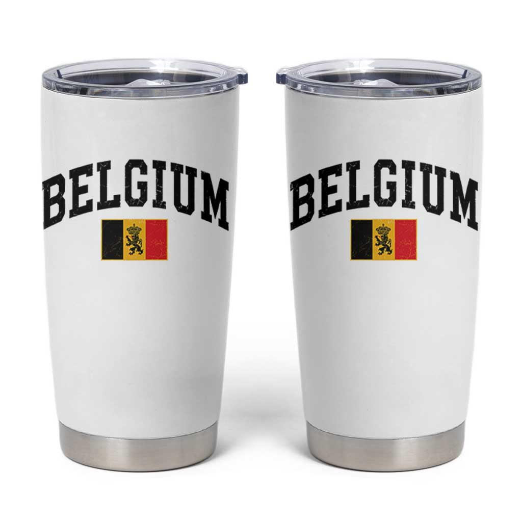 Vintage Belgium Tumbler Cup Lion Royal Flag Graphic Belgian Soccer Football Pride Gift for Fans