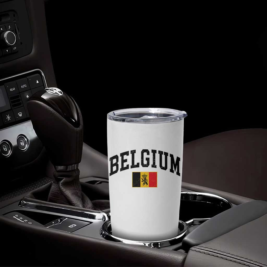 Vintage Belgium Tumbler Cup Lion Royal Flag Graphic Belgian Soccer Football Pride Gift for Fans