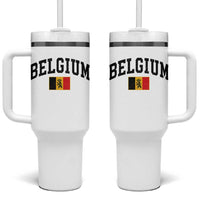 Vintage Belgium Tumbler With Handle Lion Royal Flag Graphic Belgian Soccer Football Pride Gift for Fans