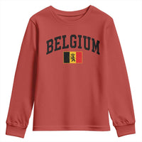 Vintage Belgium Youth Sweatshirt Lion Royal Flag Graphic Belgian Soccer Football Pride Gift for Fans