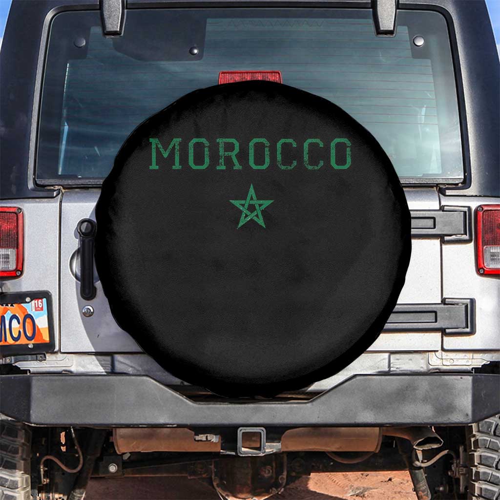 Vintage Morocco Spare Tire Cover Green Star Distressed Patriotic Heritage Pride Gift for Moroccan