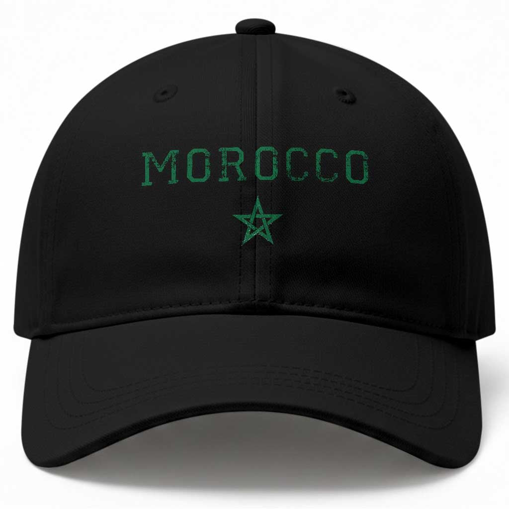 Vintage Morocco Baseball Cap Green Star Distressed Patriotic Heritage Pride Gift for Moroccan