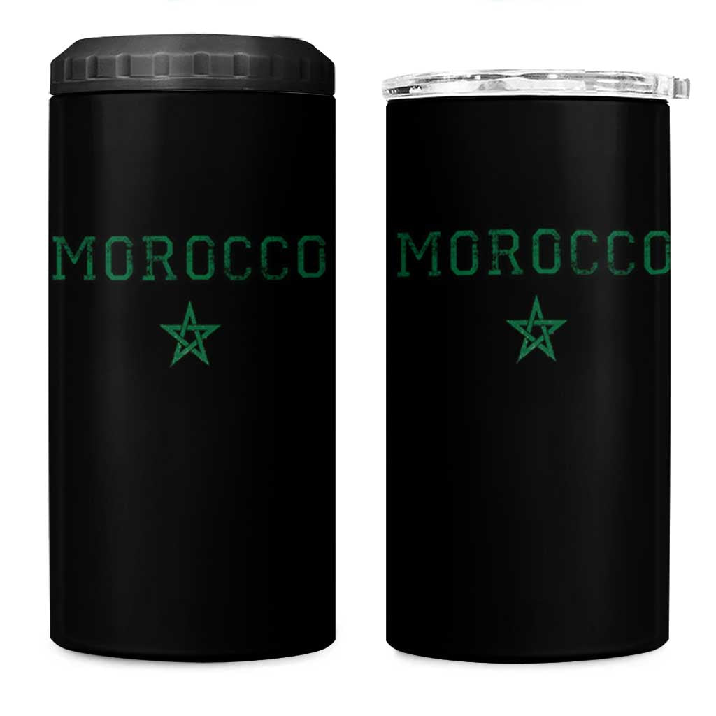 Vintage Morocco 4 in 1 Can Cooler Tumbler Green Star Distressed Patriotic Heritage Pride Gift for Moroccan