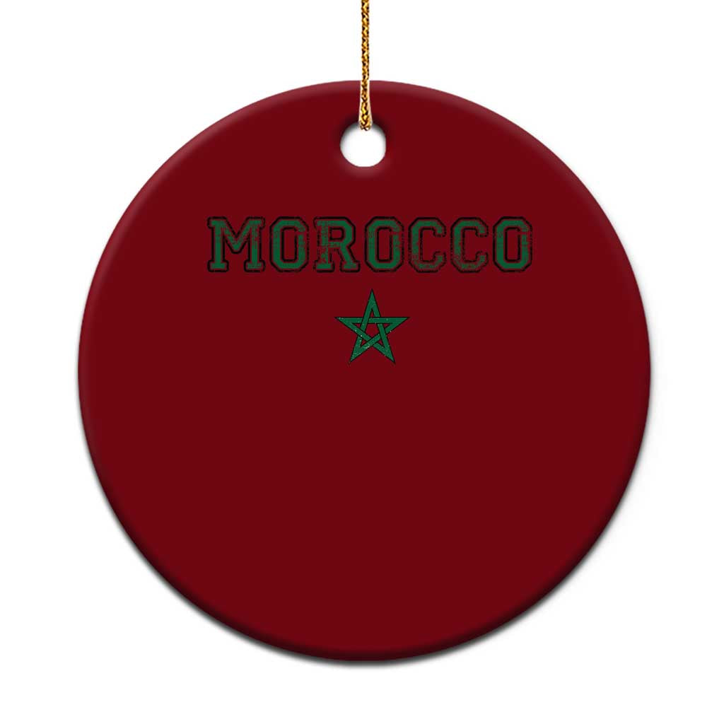 Vintage Morocco Ceramic Ornament Green Star Distressed Patriotic Heritage Pride Gift for Moroccan