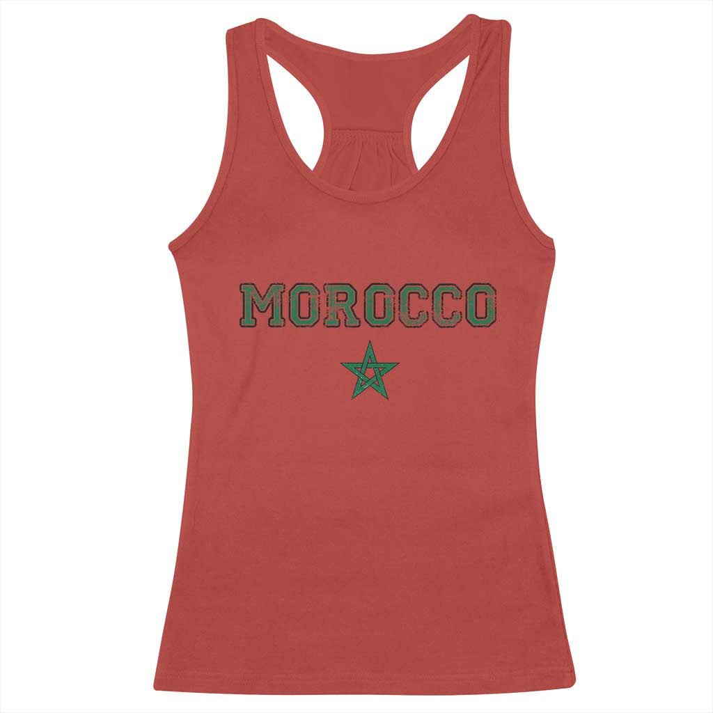 Vintage Morocco Racerback Tank Top Green Star Distressed Patriotic Heritage Pride Gift for Moroccan