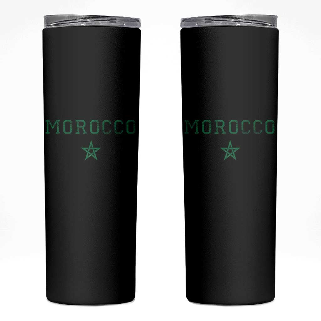 Vintage Morocco Skinny Tumbler Green Star Distressed Patriotic Heritage Pride Gift for Moroccan