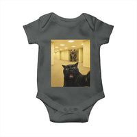 Black Cat Selfie with Dinosaur in The Backrooms Liminal Space Graphic Baby Onesie Liminal Space Urban Legend Meme