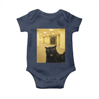 Black Cat Selfie with Dinosaur in The Backrooms Liminal Space Graphic Baby Onesie Liminal Space Urban Legend Meme