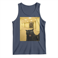 Black Cat Selfie with Dinosaur in The Backrooms Liminal Space Graphic Tank Top Liminal Space Urban Legend Meme